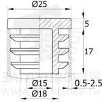 Заглушка 25х17мм ластиковая внутренняя, черная