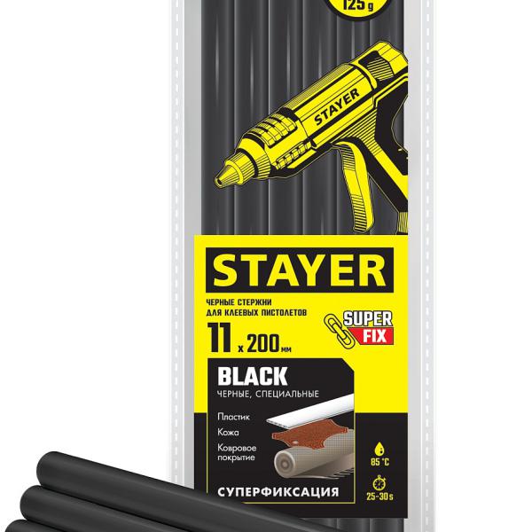Стержни 11х200мм STAYER "MASTER" для клеевых (термоклеящих) пистолетов, цвет черный по ковралину и коже 6шт